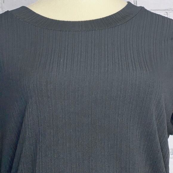 Nine West Cap Sleeveless Textured Crew Neck Top Cinch Waist Black Women's Large - Picture 3 of 5